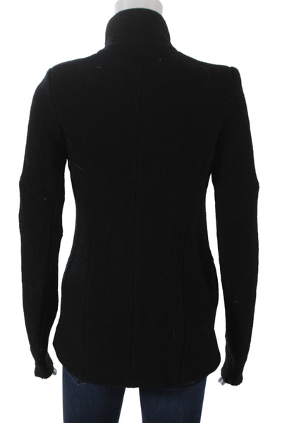 IRO Womens Biker Jacket Black Virgin Wool Zip Solid Size 36