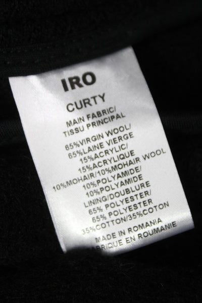 IRO Womens Biker Jacket Black Virgin Wool Zip Solid Size 36