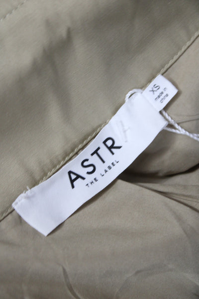 ASTR Womens Bomber Jacket Beige Cotton Button Long Sleeve Size XS
