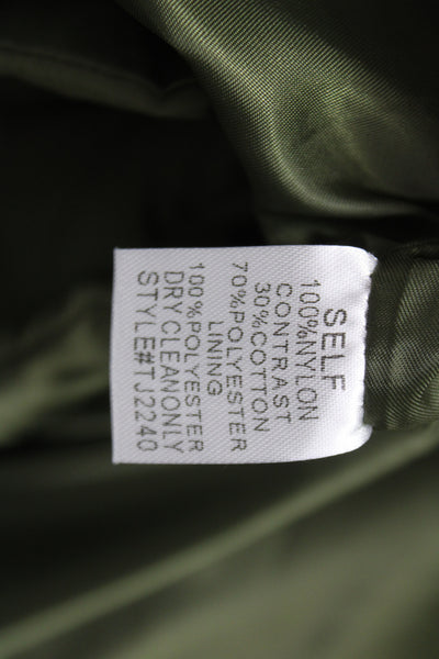 Edit by Nine Womens Quilted Nylon Argyle Jacket Zip Long Sleeve Green Size S