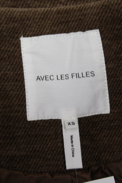 Avec Les Filles Womens Basic Jacket Brown Zip Long Sleeve Size XS