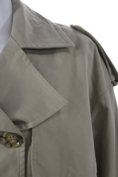 Heartloom Women Trench Coat Beige Button Front Cotton Blend Size XS