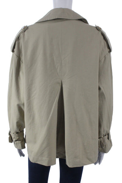 Heartloom Women Trench Coat Beige Button Front Cotton Blend Size XS