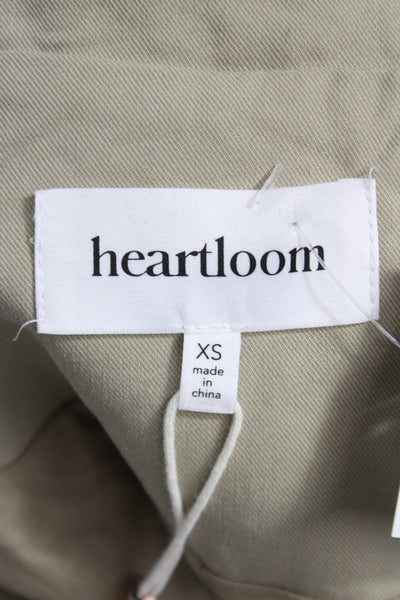 Heartloom Women Trench Coat Beige Button Front Cotton Blend Size XS