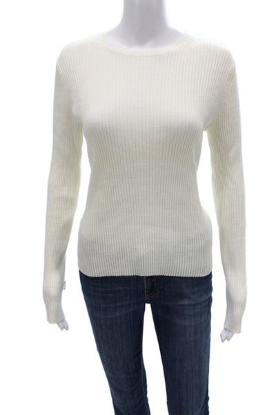 Vince Women Pullover Sweater Ivory Wool Crew Neck Long Sleeve Size L