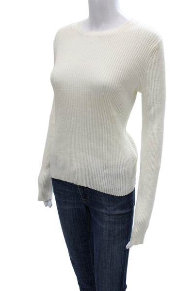 Vince Women Pullover Sweater Ivory Wool Crew Neck Long Sleeve Size L