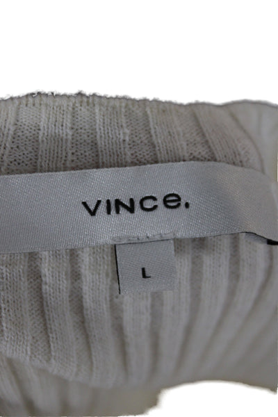 Vince Women Pullover Sweater Ivory Wool Crew Neck Long Sleeve Size L