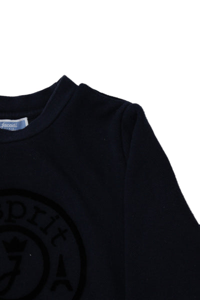 Jacadi Girls Crew Neck Long Sleeve Pullover Sweatshirt Blue Size 4