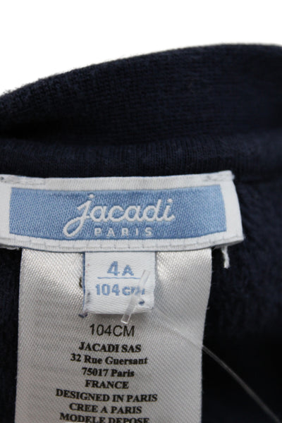 Jacadi Girls Crew Neck Long Sleeve Pullover Sweatshirt Blue Size 4