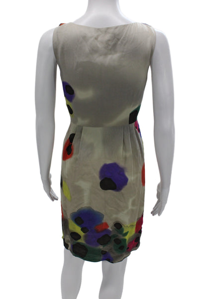 Catherine Malandrino Women Sheath Dress Silk Beige Sleeveless Size 6