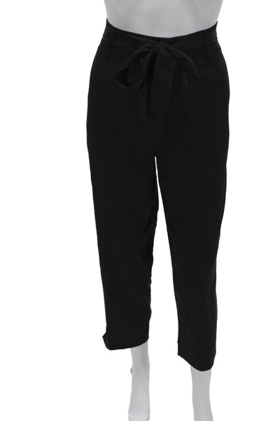 Catherine Malandrino Women Paperbag Black Silk Pants Size 8