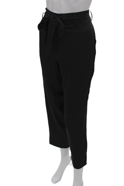 Catherine Malandrino Women Paperbag Black Silk Pants Size 8