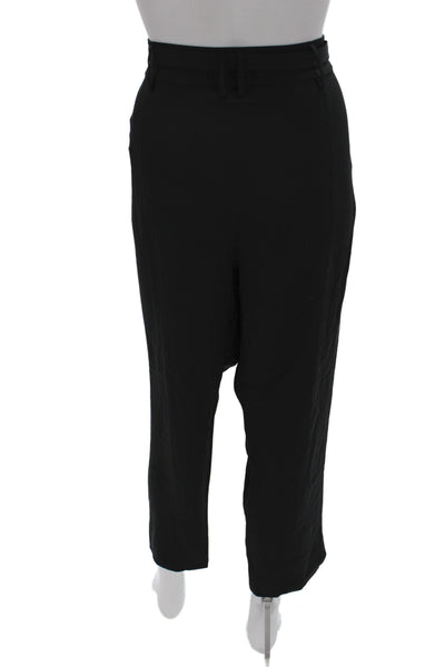 Catherine Malandrino Women Paperbag Black Silk Pants Size 8