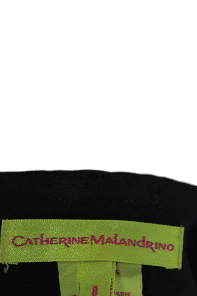 Catherine Malandrino Women Paperbag Black Silk Pants Size 8