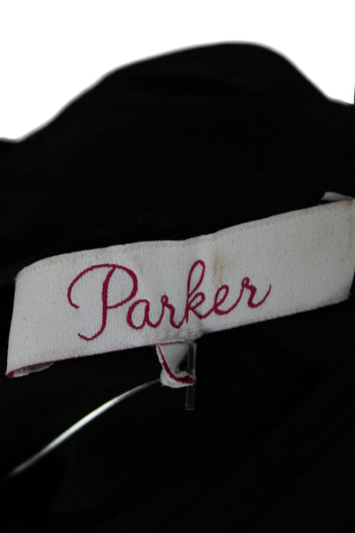 Parker Women Basic Black Long Sleeve Round Neck Polyester Blouse Size M