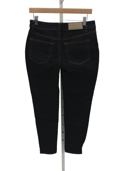 The Noli Shop Womens Skinny Blue Cotton Jeans Button Mid Rise Size 28