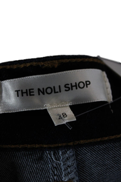The Noli Shop Womens Skinny Blue Cotton Jeans Button Mid Rise Size 28