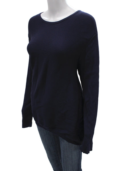 Derek Lam Women Blue Viscose Pullover Sweater Long Sleeve Round Neck Size L