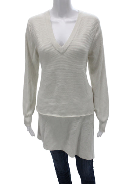 Derek Lam Women Pullover Sweater Ivory V Neck Long Sleeve Size XL