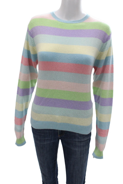 J. Mclaughlin Women Sweater Multicolor Striped Cashmere Crewneck Size L
