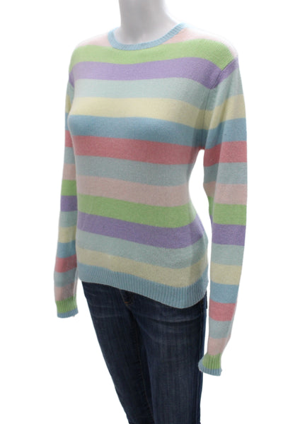 J. Mclaughlin Women Sweater Multicolor Striped Cashmere Crewneck Size L