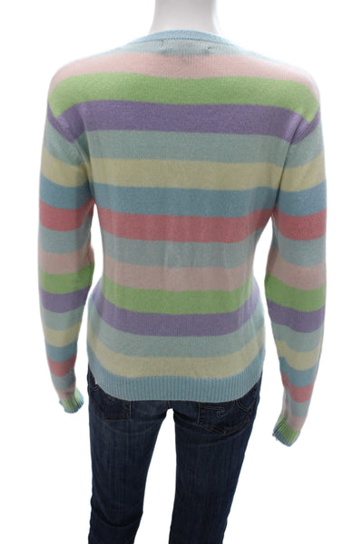 J. Mclaughlin Women Sweater Multicolor Striped Cashmere Crewneck Size L