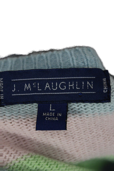 J. Mclaughlin Women Sweater Multicolor Striped Cashmere Crewneck Size L