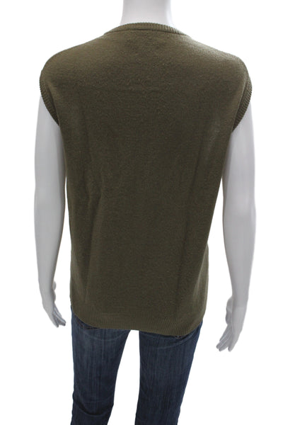 Polo Ralph Lauren Women Vest Sweater Green Lambswool V-Neck Sleeveless Size L