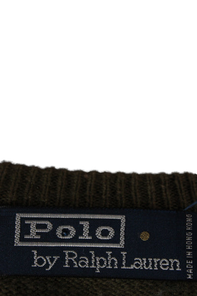 Polo Ralph Lauren Women Vest Sweater Green Lambswool V-Neck Sleeveless Size L
