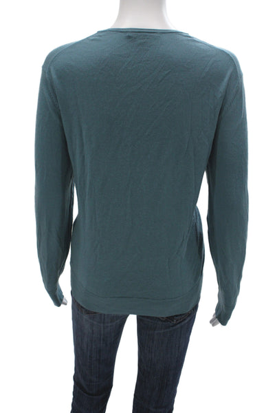 Uniqlo Women Cardigan Green 100% Wool Crew Neck Long Sleeve Classic Size XL
