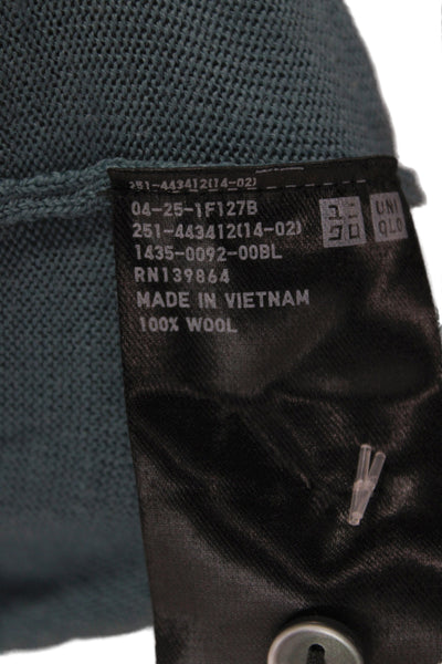 Uniqlo Women Cardigan Green 100% Wool Crew Neck Long Sleeve Classic Size XL
