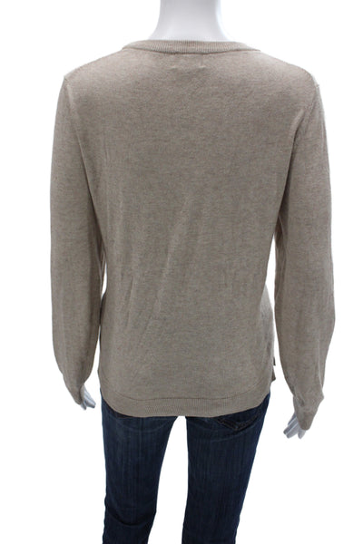 Caslon Womens Pullover Sweater Beige Crew Neck Long Sleeve Size L