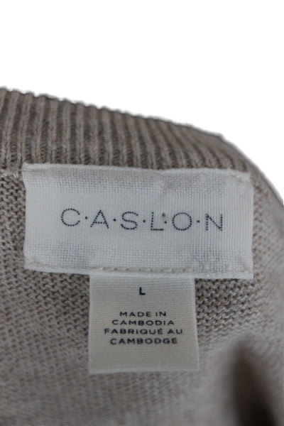 Caslon Womens Pullover Sweater Beige Crew Neck Long Sleeve Size L