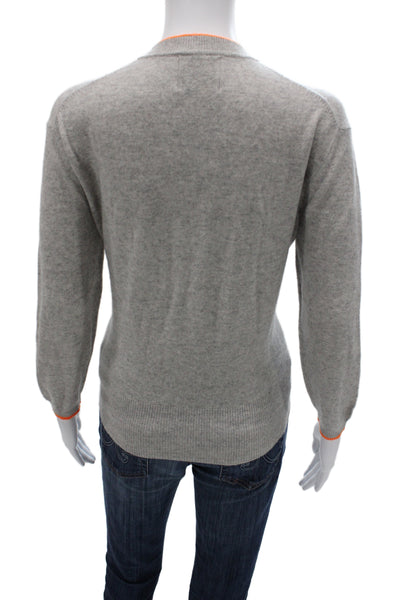 Jumper Womens Henley V-Neck 100% Cashmere Gray Long Sleeve Sweater Size 2