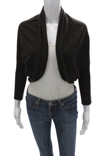 Neiman Marcus Women Shrug Sweater Cashmere Brown Cowl Neck Long Sleeve Size M