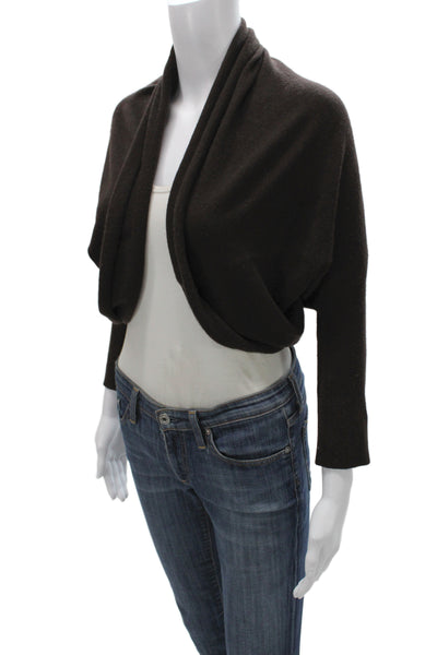 Neiman Marcus Women Shrug Sweater Cashmere Brown Cowl Neck Long Sleeve Size M