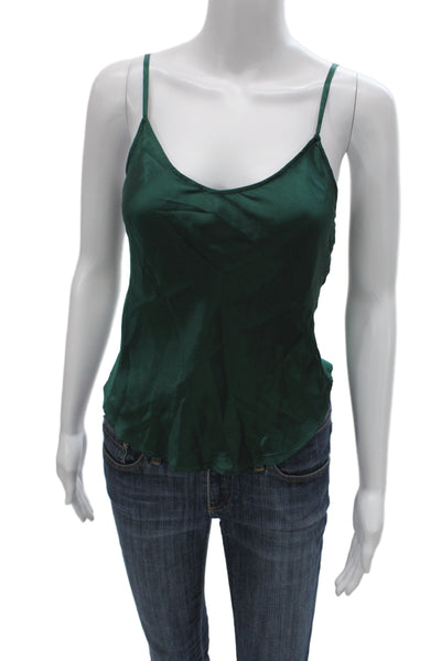 Reformation Womens Silk V Neck Tank Green Sleeveless Size S