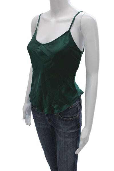 Reformation Womens Silk V Neck Tank Green Sleeveless Size S