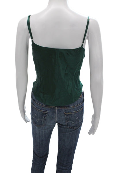 Reformation Womens Silk V Neck Tank Green Sleeveless Size S