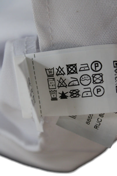 Zara Women White Collared Long Sleeve Button-Up Blouse Basic Cotton Size S