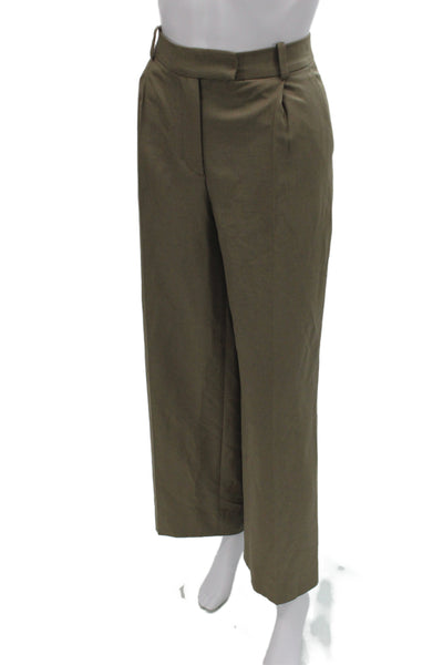 Zara Women Dress Pants Green Polyester Zip Inseam 30 Size S