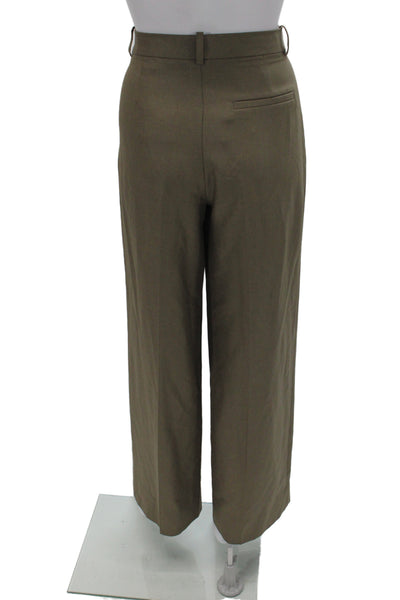 Zara Women Dress Pants Green Polyester Zip Inseam 30 Size S