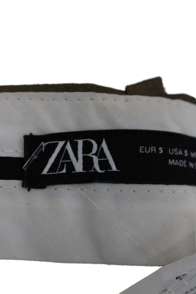 Zara Women Dress Pants Green Polyester Zip Inseam 30 Size S