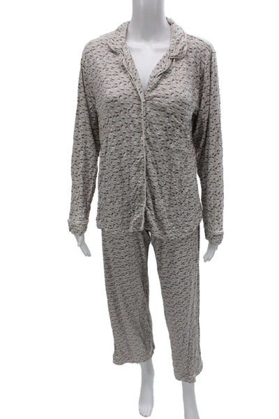 Eberjey Women Animal Print Capri Pajama Set Beige Long Sleeve Size S Petite