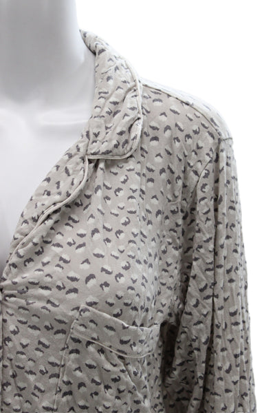 Eberjey Women Animal Print Capri Pajama Set Beige Long Sleeve Size S Petite