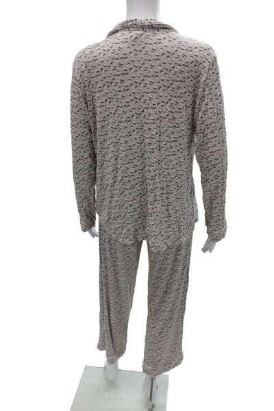 Eberjey Women Animal Print Capri Pajama Set Beige Long Sleeve Size S Petite