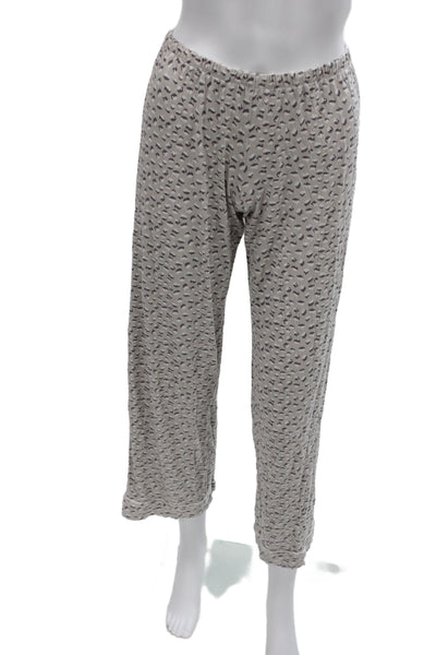 Eberjey Women Animal Print Capri Pajama Set Beige Long Sleeve Size S Petite