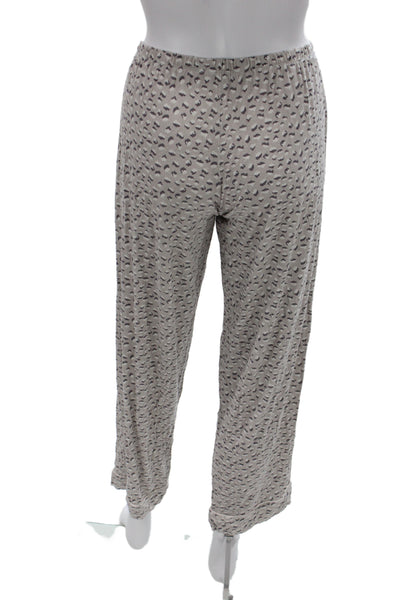 Eberjey Women Animal Print Capri Pajama Set Beige Long Sleeve Size S Petite