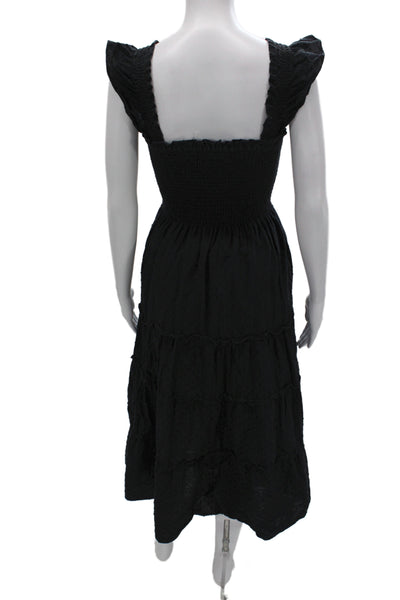 Kourt Womens Maxi Dress Black Cotton Square Neck Sleeveless Boho Size XS
