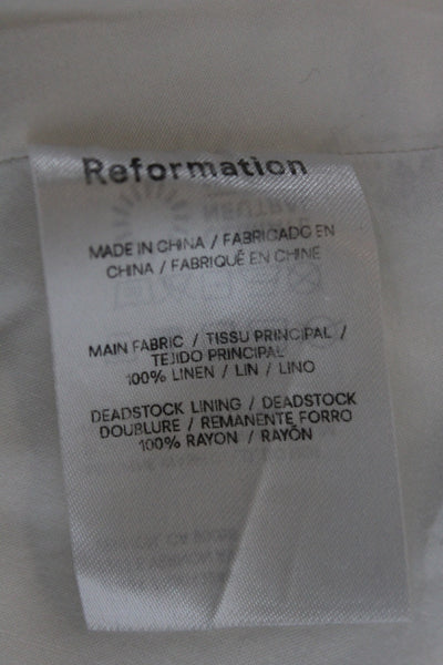 Reformation Womens Fit & Flare White Linen Square Neck Midi Dress Size 6